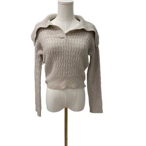 Astr The Label Pullover Cream Cable Knit Sweater | Size M